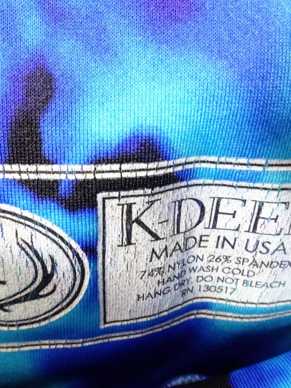 K Deer Leggings L Blue Tie Dye Striped High Rise Workout Gear Gym - Picture 6 of 6